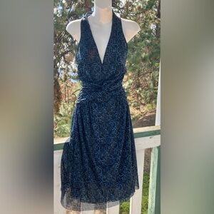 Michael Kors Navy Geometric Midi Dress